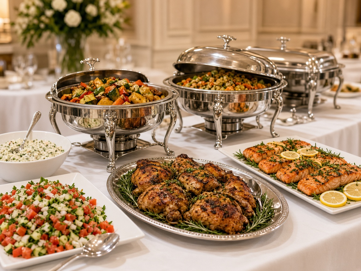 Gourmet plated dish for a corporate catering event