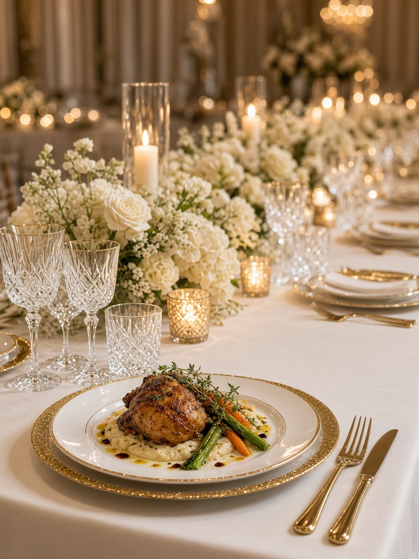 Kosher catering spread for a bar mitzvah celebration